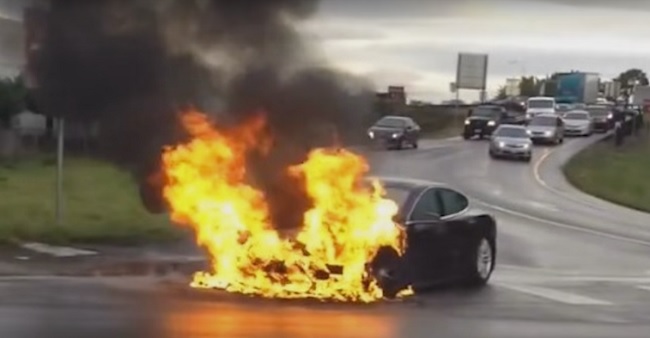 tesla Mobile Battery Explosion